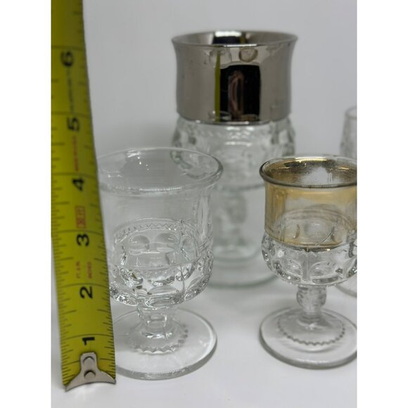 VTG Indiana Glass Kings Crown Clear Goblet Glasses | Set of 4 Barware Drinkware - Picture 5 of 9